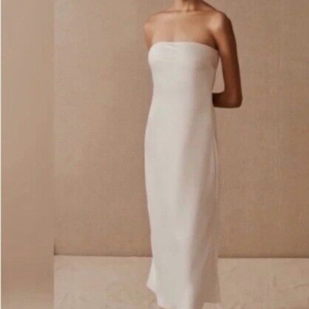 Sachin + Babi White Satin Midi Dress, Size 6